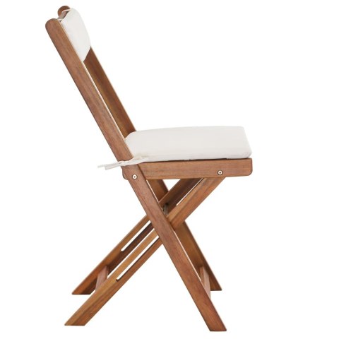 3-cz. składany zestaw bistro z poduszkami, lite drewno akacjowe