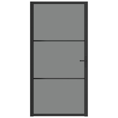 Drzwi wewnętrzne, 102,5x201,5 cm, czarne, szkło ESG i aluminium