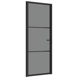 Drzwi wewnętrzne, 83x201,5 cm, czarne, szkło ESG i aluminium