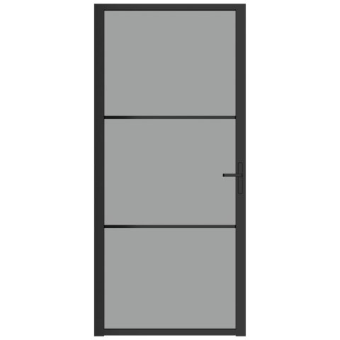 Drzwi wewnętrzne, 93x201,5 cm, czarne, szkło ESG i aluminium