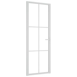 Drzwi wewnętrzne, 76x201,5 cm, białe, szkło ESG i aluminium