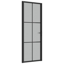 Drzwi wewnętrzne, 76x201,5 cm, czarne, matowe szkło i aluminium