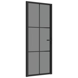 Drzwi wewnętrzne, 83x201,5 cm, czarne, szkło ESG i aluminium