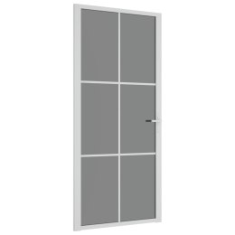 Drzwi wewnętrzne, 93x201,5 cm, białe, szkło ESG i aluminium