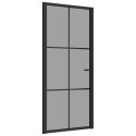 Drzwi wewnętrzne, 93x201,5 cm, czarne, szkło ESG i aluminium