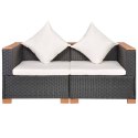 Sofa ogrodowa, rattan PE, czarna