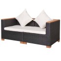 Sofa ogrodowa, rattan PE, czarna