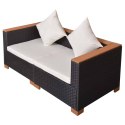 Sofa ogrodowa, rattan PE, czarna