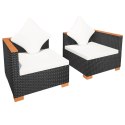 Sofa ogrodowa, rattan PE, czarna