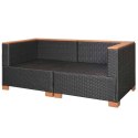 Sofa ogrodowa, rattan PE, czarna