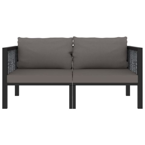 2-osobowa sofa ogrodowa z poduszkami, antracytowa, polirattan