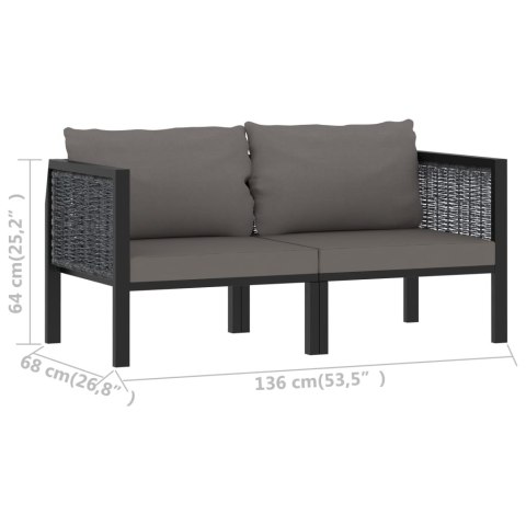 2-osobowa sofa ogrodowa z poduszkami, antracytowa, polirattan