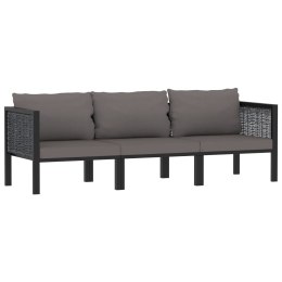 3-osobowa sofa ogrodowa z poduszkami, antracytowa, polirattan