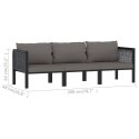 3-osobowa sofa ogrodowa z poduszkami, antracytowa, polirattan