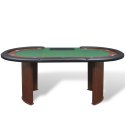 Stół do pokera dla 10 graczy z tacą na żetony, zielony