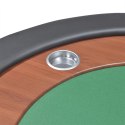Stół do pokera dla 10 graczy z tacą na żetony, zielony