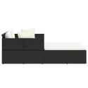 Leżak z poduszką, czarny, 182x118x63 cm, rattan PE
