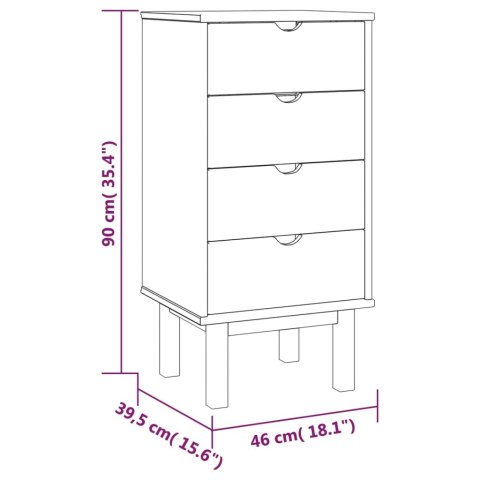 Szafka z szufladami OTTA, brązowo-szara, 46x39,5x90 cm, sosna