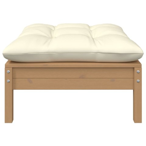 2-osobowa sofa ogrodowa z kremowymi poduszkami, drewno sosnowe