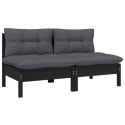 2-osobowa sofa ogrodowa z poduszkami, czarna, drewno sosnowe