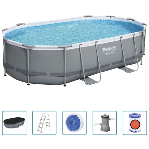 Bestway Owalny basen Power Steel z zestawem, 488 x 305 x 107 cm Bestway Owalny basen Power Steel z zestawem, 488 x 305 x 107 cm