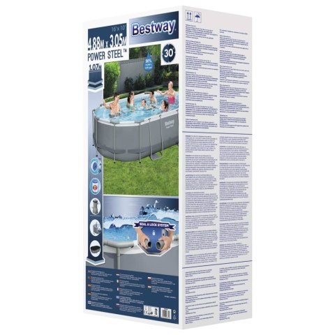Bestway Owalny basen Power Steel z zestawem, 488 x 305 x 107 cm Bestway Owalny basen Power Steel z zestawem, 488 x 305 x 107 cm