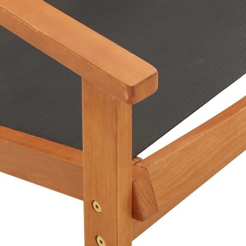 Krzesło ogrodowe, czarne, lite drewno eukaliptusowe i textilene