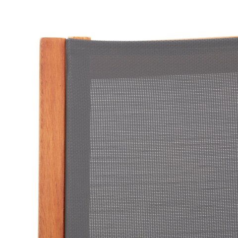 Krzesło ogrodowe z podnóżkiem, szare, eukaliptus i textilene