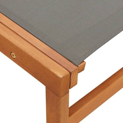 Krzesło ogrodowe z podnóżkiem, szare, eukaliptus i textilene