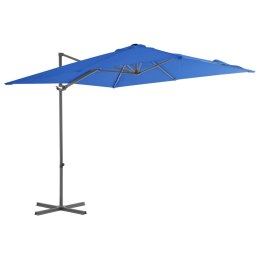 Parasol wiszący na stalowym słupku, 250x250 cm, lazurowy