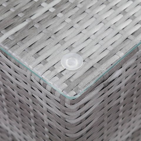 Stoliki boczne, 3 szt., szklane blaty, szare, polirattan