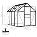 Szklarnia z ramą podstawy, antracytowa, aluminiowa, 4,75 m²