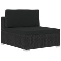 3-częściowa sofa ogrodowa z poduszkami, rattan PE, czarna