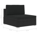 3-częściowa sofa ogrodowa z poduszkami, rattan PE, czarna