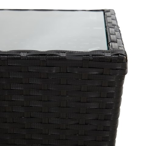 3-częściowy zestaw ogrodowy bistro, rattan PE i szkło, czarny