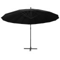 Parasol ogrodowy, wiszący, czarny, 3 m, słupek aluminiowy