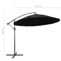 Parasol ogrodowy, wiszący, czarny, 3 m, słupek aluminiowy