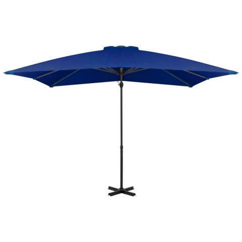 Parasol wiszący na aluminiowym słupku, 250x250 cm, lazurowy