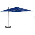 Parasol wiszący na aluminiowym słupku, 250x250 cm, lazurowy