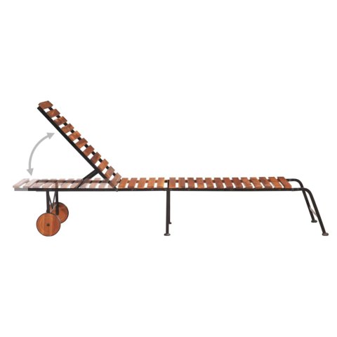 Leżak ze stalowymi nogami, lite drewno akacjowe