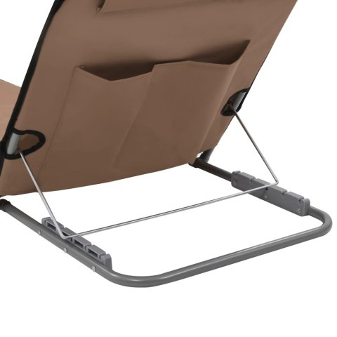 Składane maty plażowe, 2 szt., stal i tkanina, brązowe