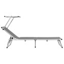 Składany leżak z daszkiem, aluminium i textilene, szary