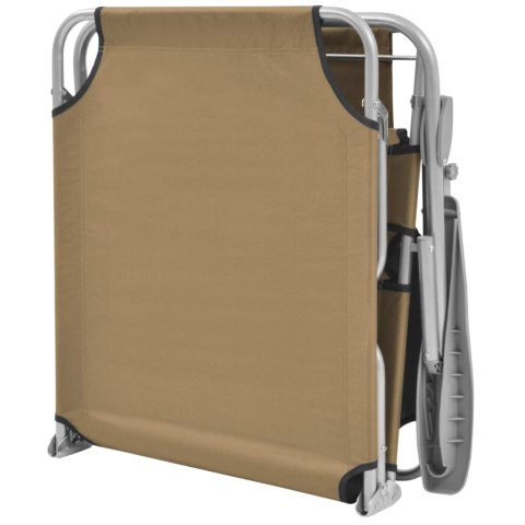 Składany leżak z daszkiem, stalowy, taupe