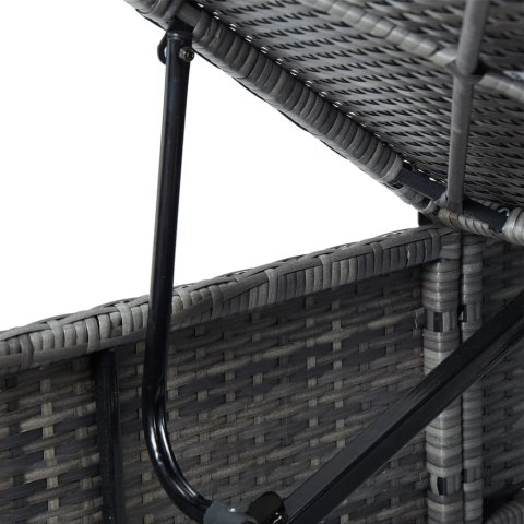 Leżak ogrodowy z poduszką, polirattan, szary