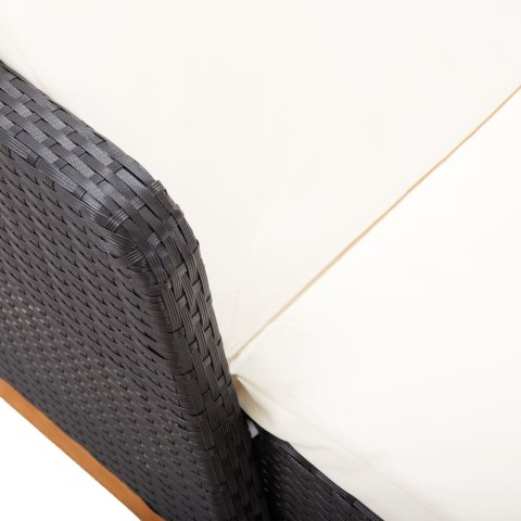 Leżak, polirattan i lite drewno akacjowe, czarny