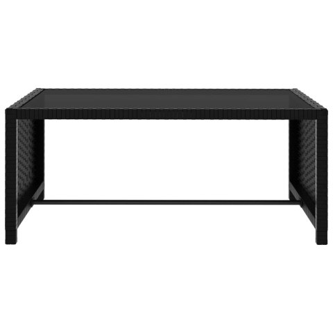 Leżaki ze stolikiem, 2 szt., polirattan, czarne