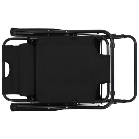 Składane leżaki z podnóżkiem, 2 szt., stalowe, czarne