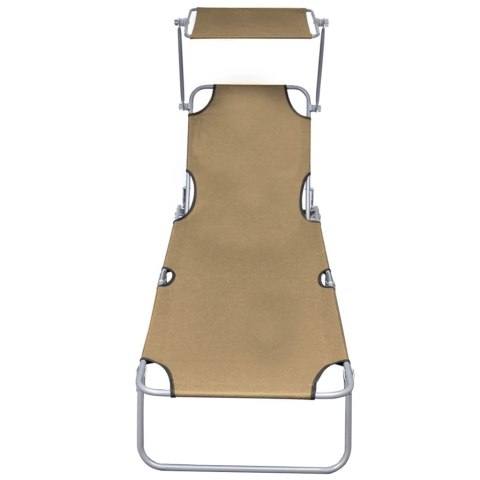 Składany leżak z zadaszeniem, taupe, aluminium