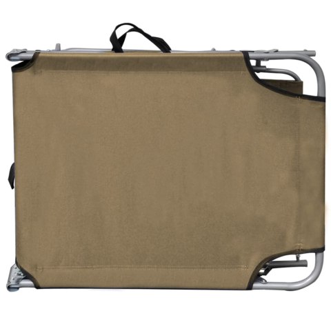 Składany leżak z zadaszeniem, taupe, aluminium