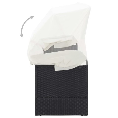 Sofa ogrodowa z zadaszeniem, czarna, polirattanowa